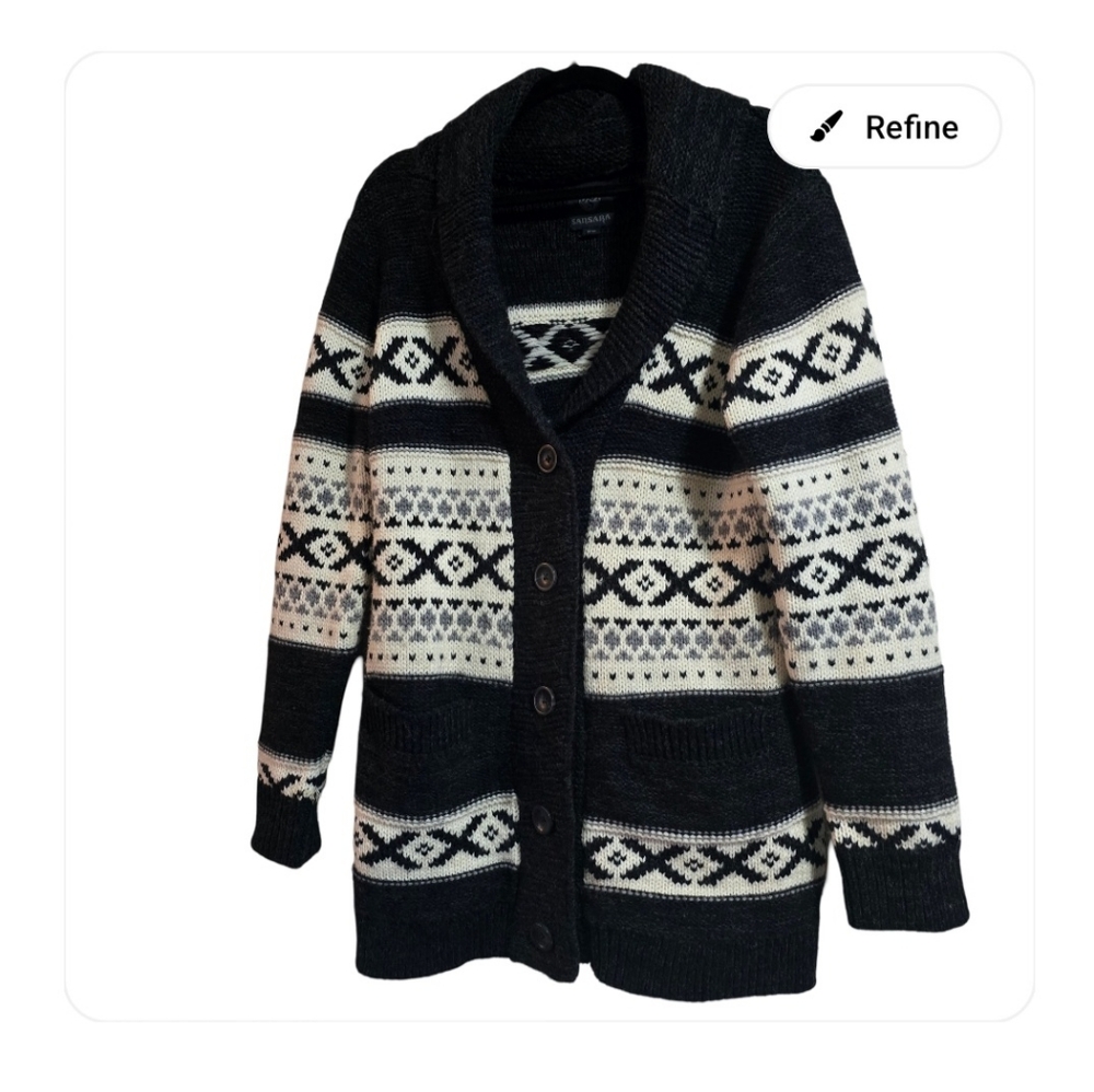 Sansara Fair Isle Wool Blend Chunky Sweater Size Medium